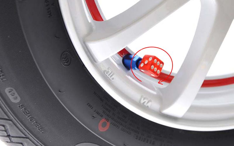 decorate you car with transparent red dice valve stem cap