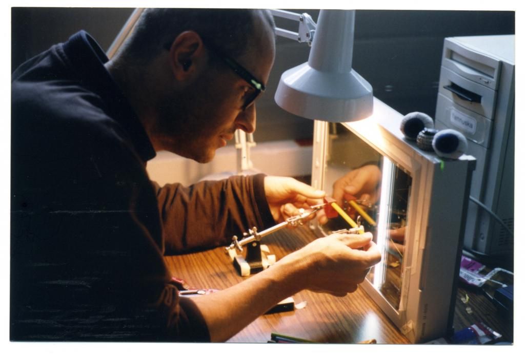 Leon Cmielewski, the artist shown using the scanner during the production of 'Dream Kitchen', 