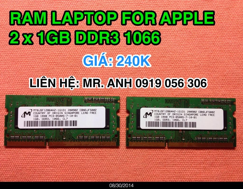 RAM DDR3 Bus 1333Mhz & 1066Mhz - 1