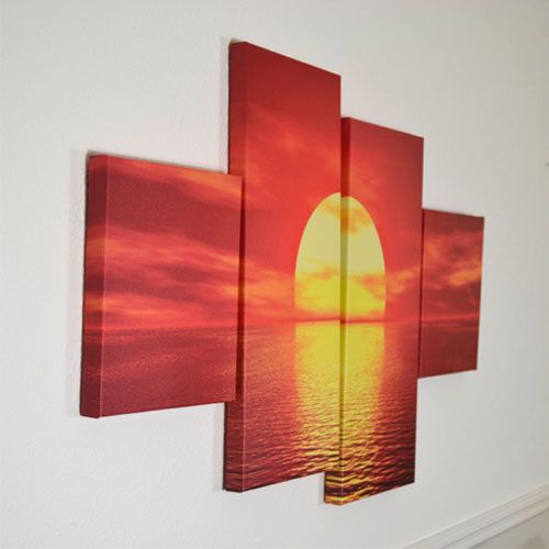 4 PIECE LARGE CANVAS PICTURE STAGGERED WALL ART MULTI SPLIT PANEL