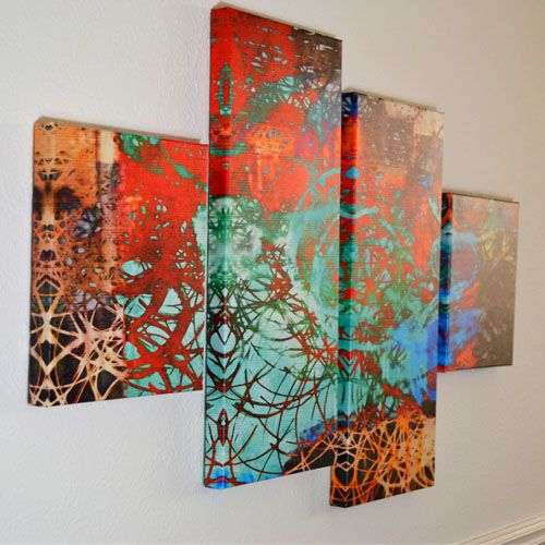 4 PIECE LARGE CANVAS PICTURE STAGGERED WALL ART MULTI SPLIT PANEL