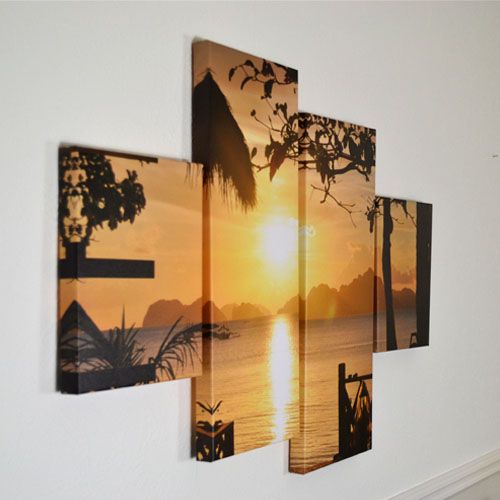 4 PIECE LARGE CANVAS PICTURE STAGGERED WALL ART MULTI SPLIT PANEL