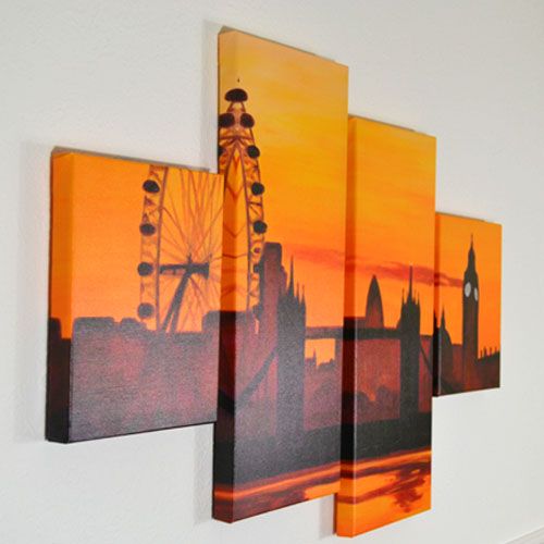 4 PIECE LARGE CANVAS PICTURE STAGGERED WALL ART MULTI SPLIT PANEL