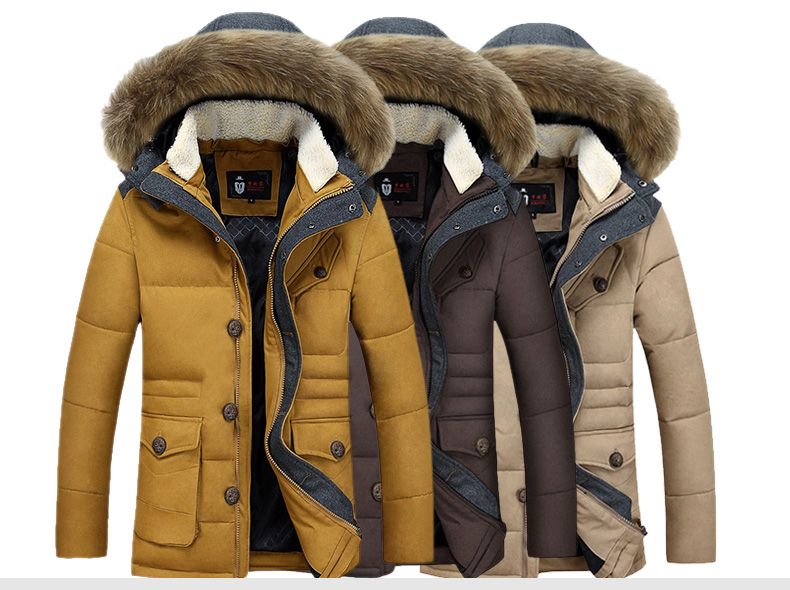 New Mens Warm Duck Down Jacket Fur Collar Thick Winter Coat ...