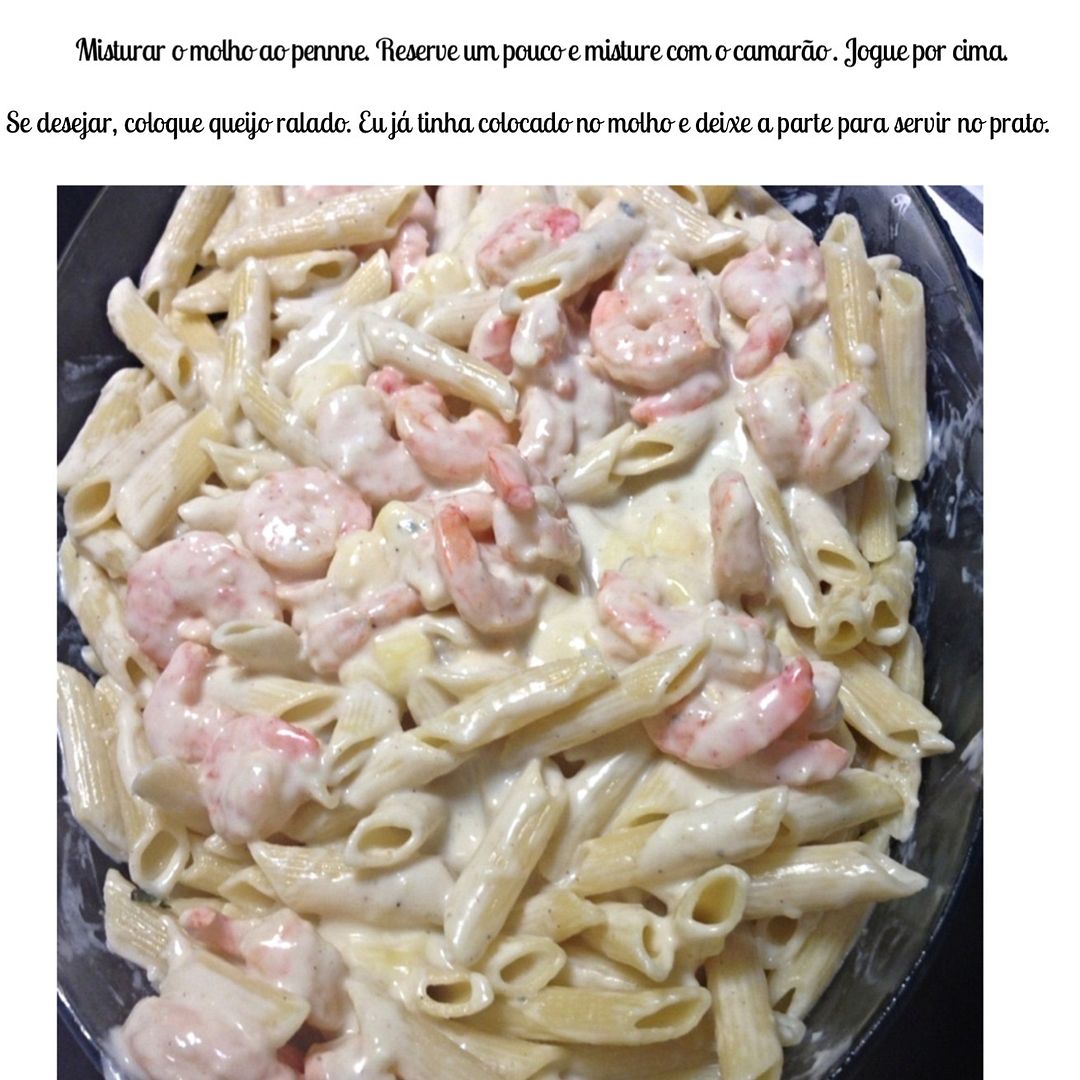 Penne ao molho bechamél com camarão