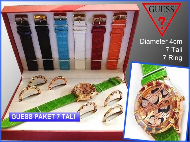 Jam Guess Paket 7 Tali Grosir Tas, Jam Tangan, Dompet, Kacamata