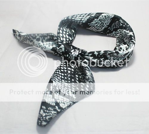 Black Snake Skin Fashion Korea Flower Wrap Head Neck Scarf Women Gifts TEC0031