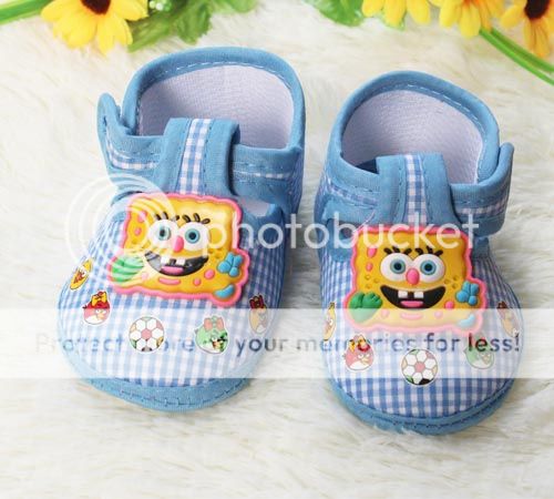 Infant Princess Prince Baby Shoe Spongebob Squarepants Blue Soft Bottom Shoes