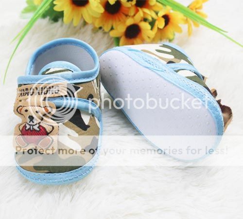 Infant Prince Baby Shoe Camouflage Cloths Blue Side Bear Soft Bottom Shoe