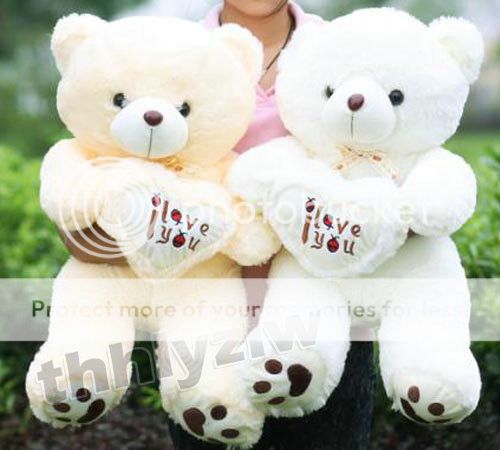 Loverly I Love You Love Heart Teddy Bear Soft Cotton Toy 70 cm White